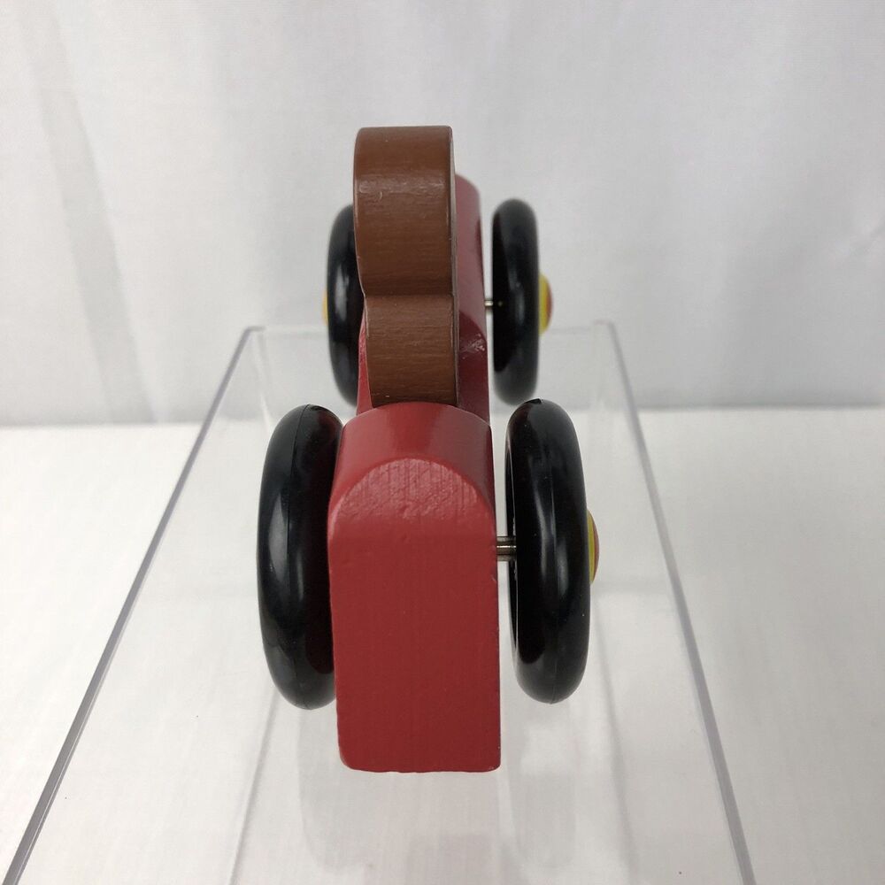 Curious George Schylling Rowley 6" Red Wooden Rolling Toy Car - Picture 4 of 6